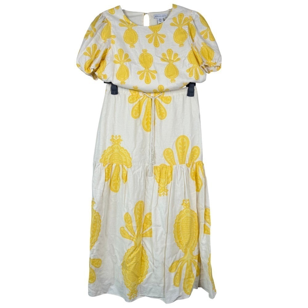 Cupcakes & Cashmere 2pc Set Womens XS/S Yellow White Resort Midi Skirt Blouse